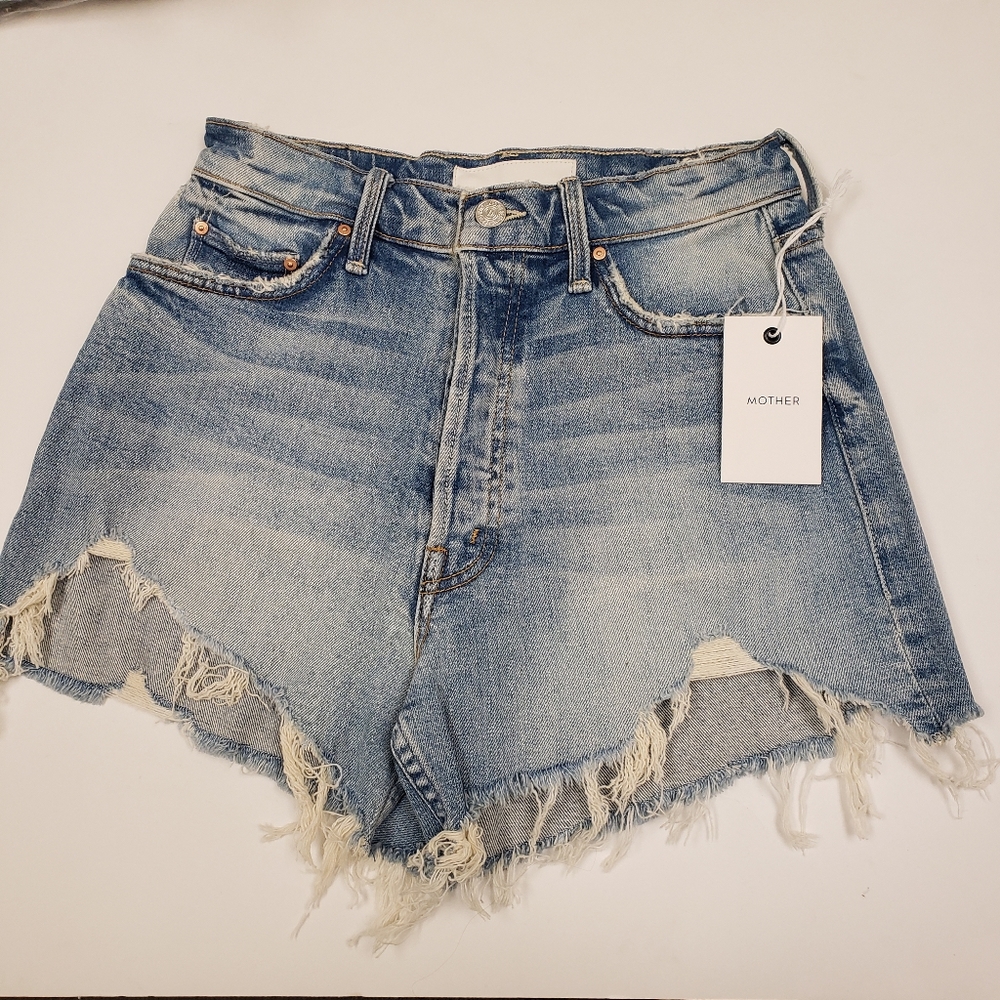 .NWT MOTHER Ultra High Waisted Tomcat Kick Fray Shorts (26" waist)